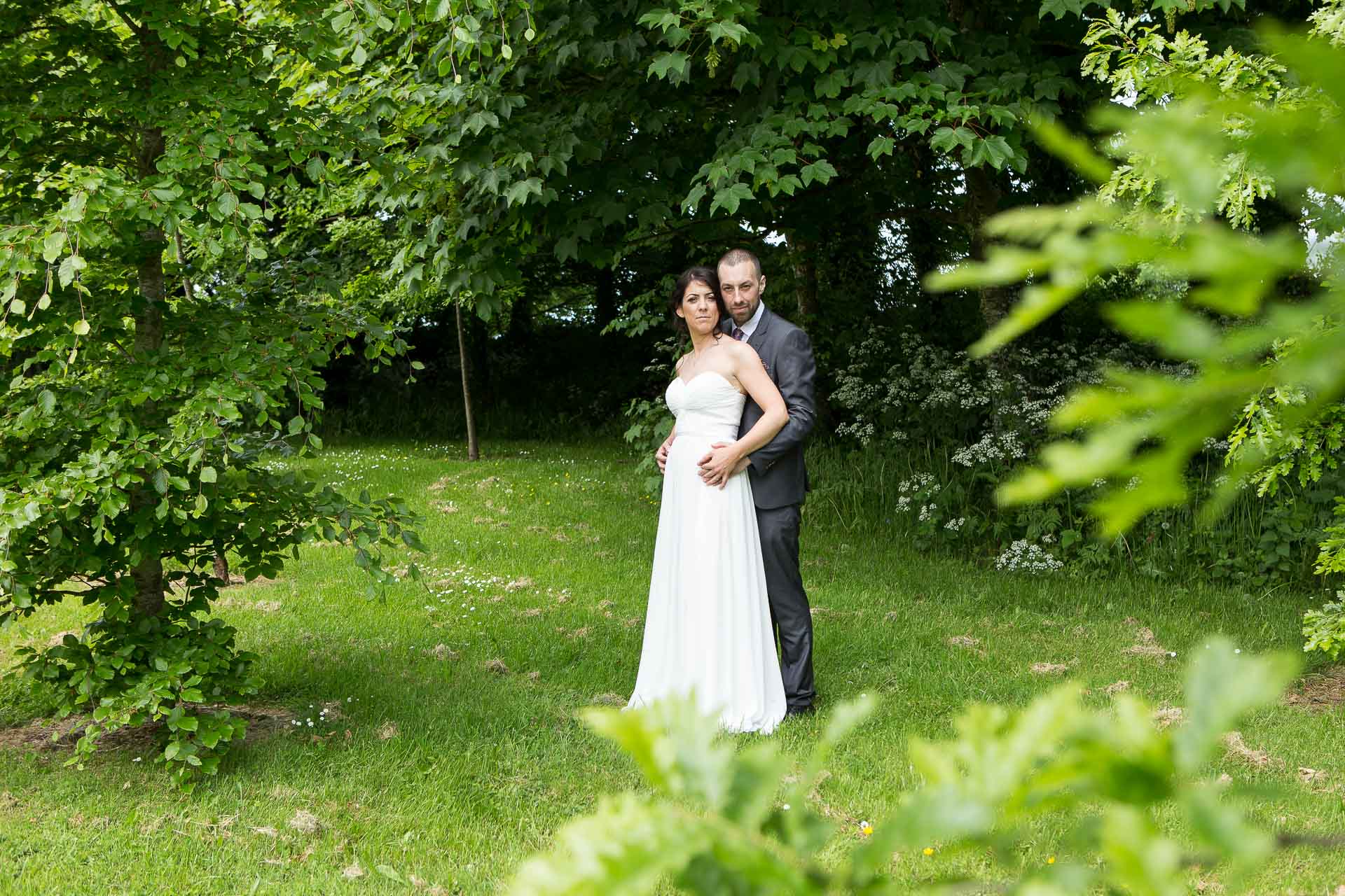 Bride and groom with their garden wedding