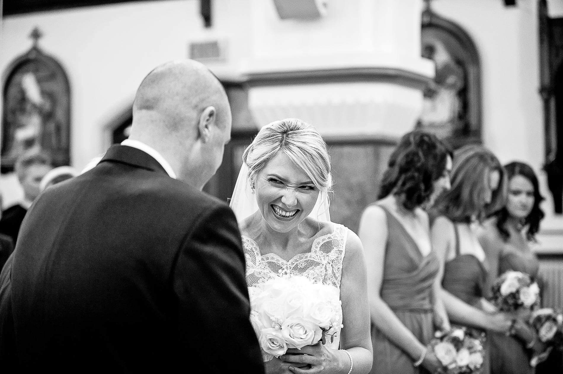 Bride in a fit of laughter